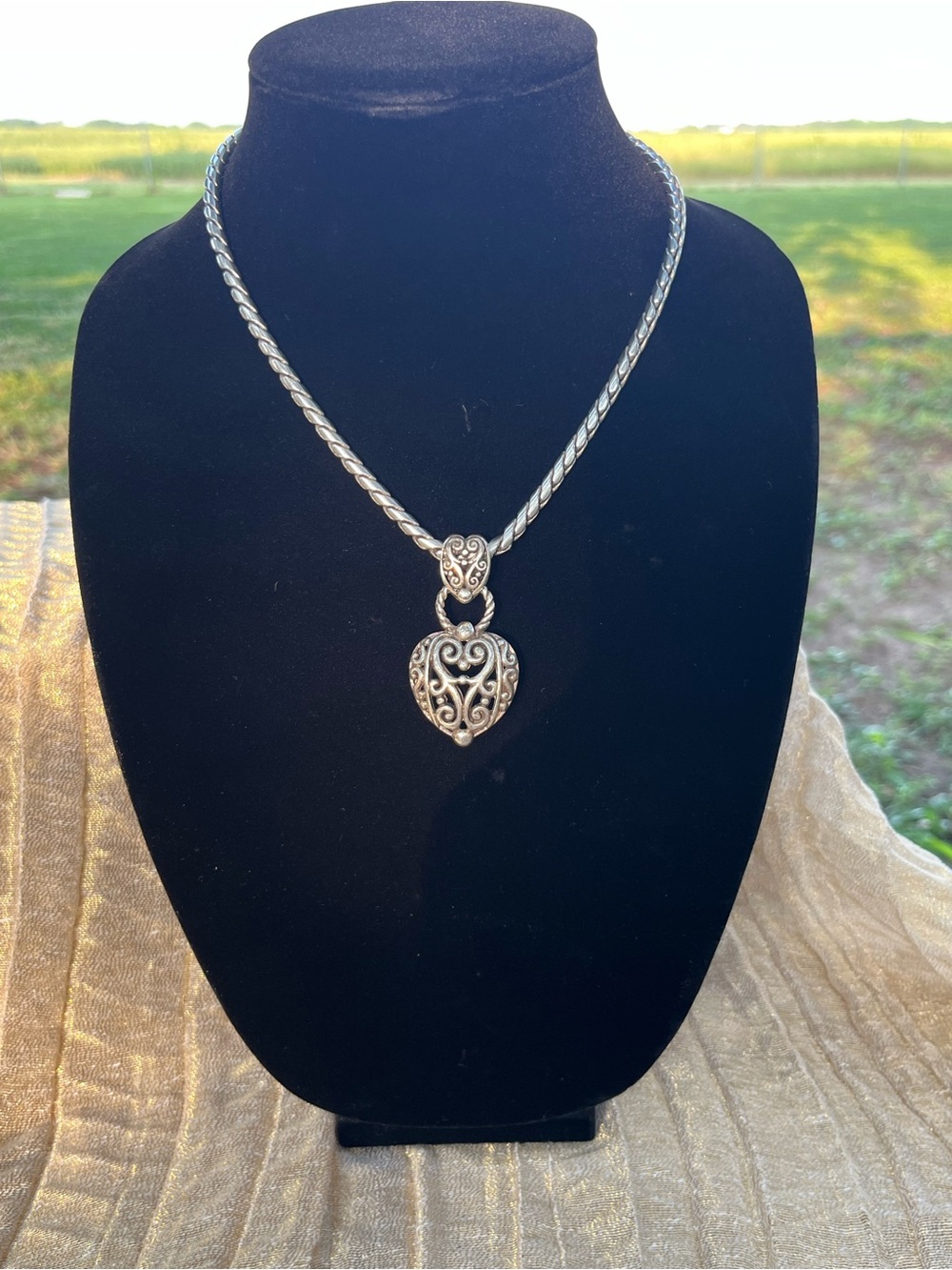 Brighton Silver Heart Filigree Pendant Necklace